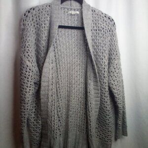 American Eagle Sweater Cardigan XS Women Open Front Long Sleeve Loose Knit Gray